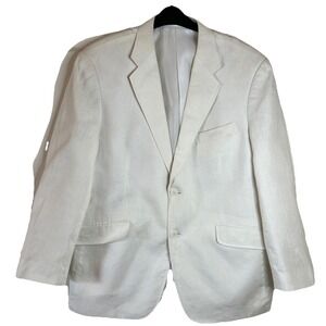 Adolfo Cream 100% Linen Mens Suit Blazer Size 40S